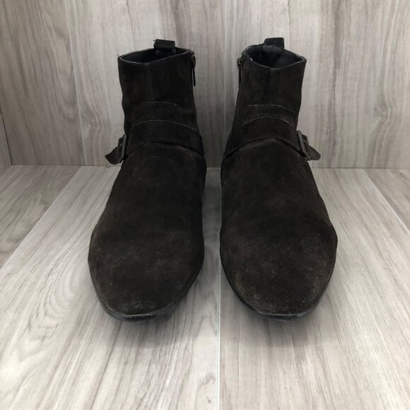  Ankle Boots Mens 11 Brown Suede Zip Shoes